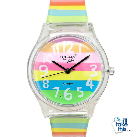 Image of Mini Women Rainbow Colored Silicone Ladies or Child Watch - I'LL TAKE THIS