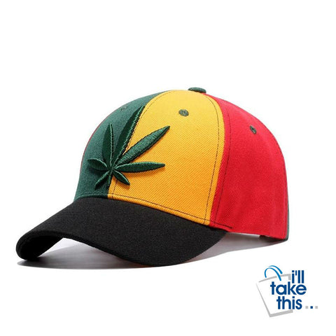 Image of Hemp Leaf Emblem Baseball Cap Unisex Sports leisure hats - Adjustable strap, one size fits all - I'LL TAKE THIS