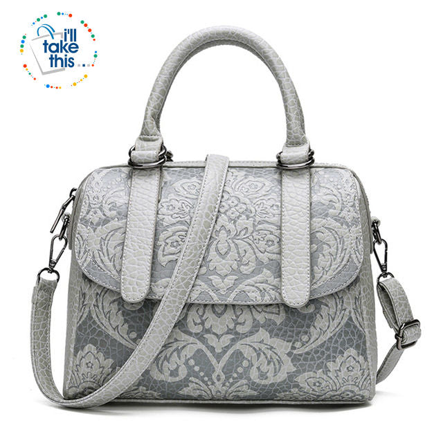 Luxury Embossed Floral Design Handbag Collection in a Classic Antique Style Cross-body Bag, 4 Colors - I'LL TAKE THIS