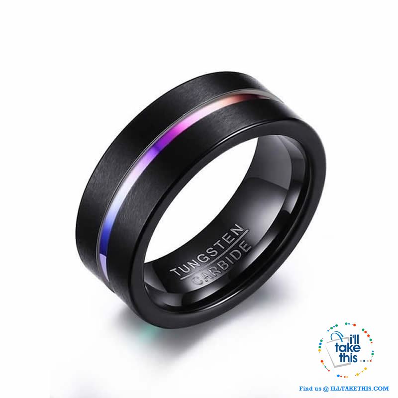 šØ Men's 8mm Black Brushed Tungsten Rings with Concentric grove - 7 Color variations - I'LL TAKE THIS