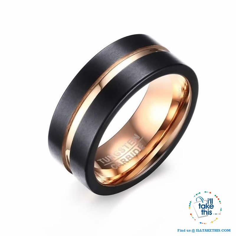 šØ Men's 8mm Black Brushed Tungsten Rings with Concentric grove - 7 Color variations - I'LL TAKE THIS