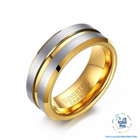 Image of šØ Men's 8mm Black Brushed Tungsten Rings with Concentric grove - 7 Color variations - I'LL TAKE THIS