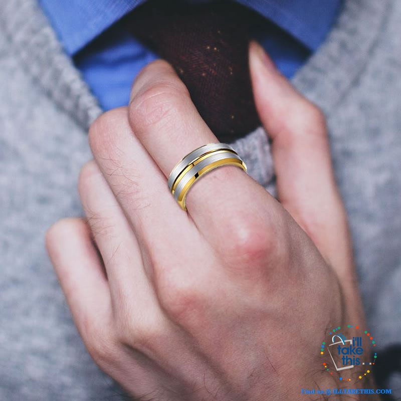 šØ Men's 8mm Black Brushed Tungsten Rings with Concentric grove - 7 Color variations - I'LL TAKE THIS