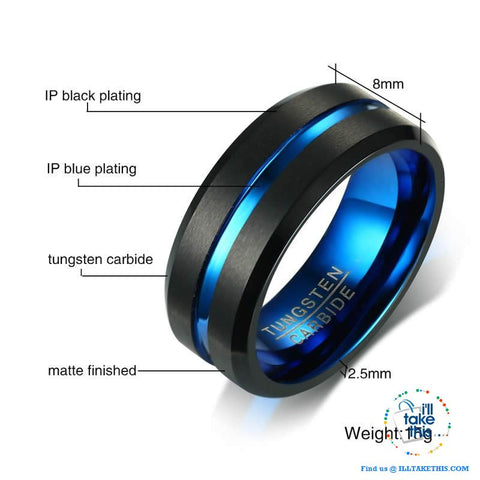 Image of šØ Men's 8mm Black Brushed Tungsten Rings with Concentric grove - 7 Color variations - I'LL TAKE THIS