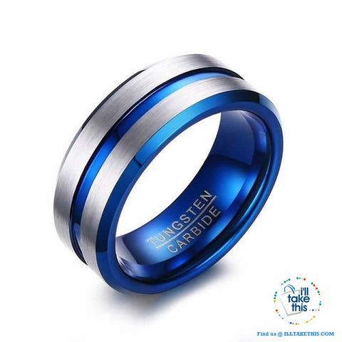 Image of šØ Men's 8mm Black Brushed Tungsten Rings with Concentric grove - 7 Color variations - I'LL TAKE THIS