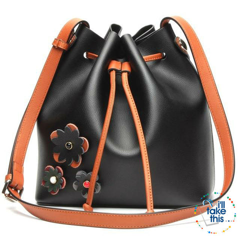 Image of Rerto Style Floral Patchwork Bucket Shoulder Handbag Vintage Soft Designer Genuine Leather Crossbody Bag - I'LL TAKE THIS