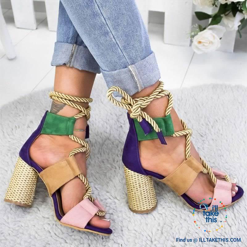Women's High Heel Open pointed Toe Lace-up Sandals - 7 Color options - I'LL TAKE THIS