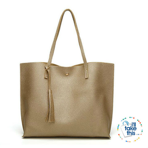 Image of Casual Tassel Handbags in Vegan Leather Big Size Tote Shoulder Bag -10 Colors - I'LL TAKE THIS