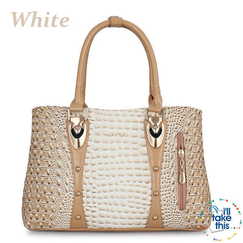 Image of Crocodile/Alligator Design Vegan Leather Women's Handbag - FOUR Textured Colors - I'LL TAKE THIS
