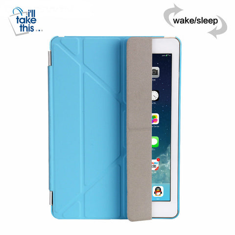 Image of iPad 9.7 2017/18 Magnetic flip stand case, smart cover, auto wake/sleep solid back in Vegan leather - I'LL TAKE THIS