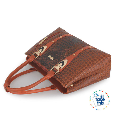 Image of Crocodile/Alligator Design Vegan Leather Women's Handbag - FOUR Textured Colors - I'LL TAKE THIS