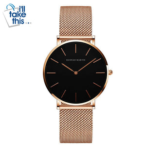 Women Stainless Steel Mesh Rose Gold Waterproof Ladies Watch - Japan Quartz Movement