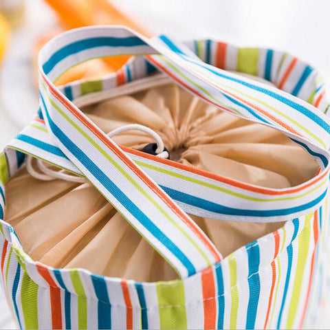 Image of Stripe Pattern Lunch Bags Insulated Cold Canvas Drawstring Picnic Carry Case Thermal Lunch Bag - I'LL TAKE THIS