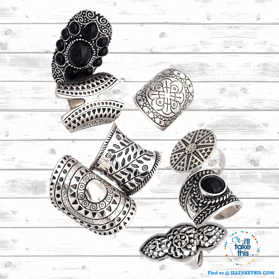 Set of 8 Bohemian Vintage Boho Jewelry Rings - I'LL TAKE THIS