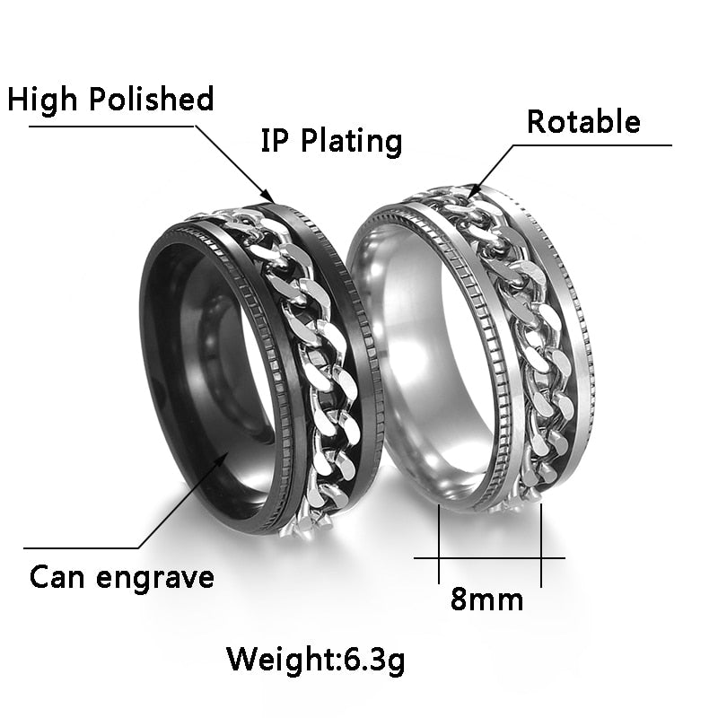 Men's rotation Rings 100% Stainless Steel ideal gift for any occasion