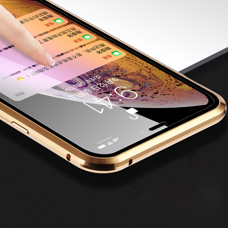 Magnetic Double sided Tempered glass protective case, suits - iPhone X/XS/XS MAX/XR 7 8 plus