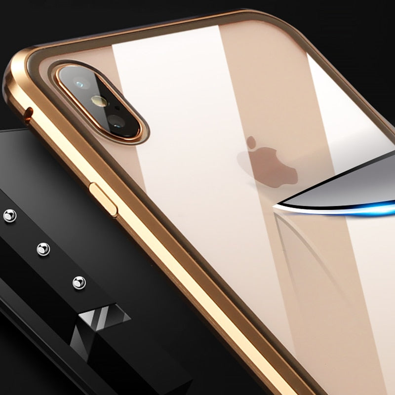 Magnetic Double sided Tempered glass protective case, suits - iPhone X/XS/XS MAX/XR 7 8 plus