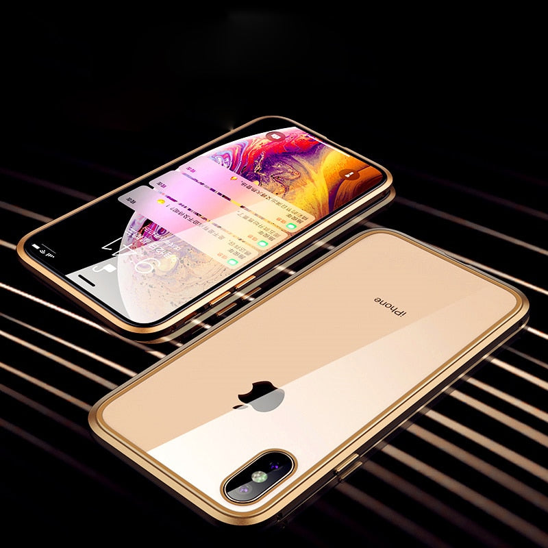 Magnetic Double sided Tempered glass protective case, suits - iPhone X/XS/XS MAX/XR 7 8 plus