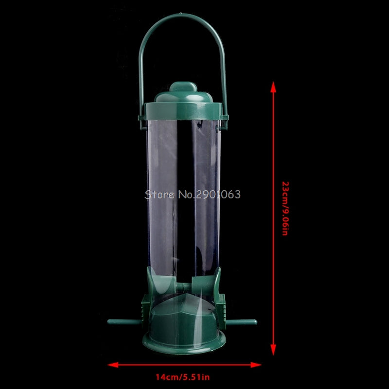Green Hanging Wild Bird Feeder Seed Container, IDEAL Outdoor Feeding activity for Kids viewing - I'LL TAKE THIS