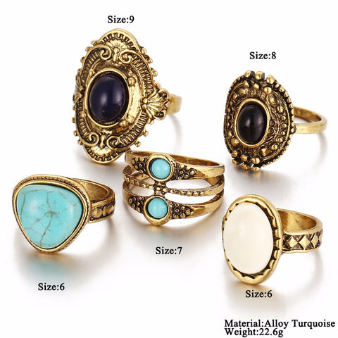 Image of Antique Gold or Silver Bohemian Midi Ring Set Vintage Steampunk Anillos Knuckle Rings For Women Boho Jewelry 5 Pcs/Set - I'LL TAKE THIS