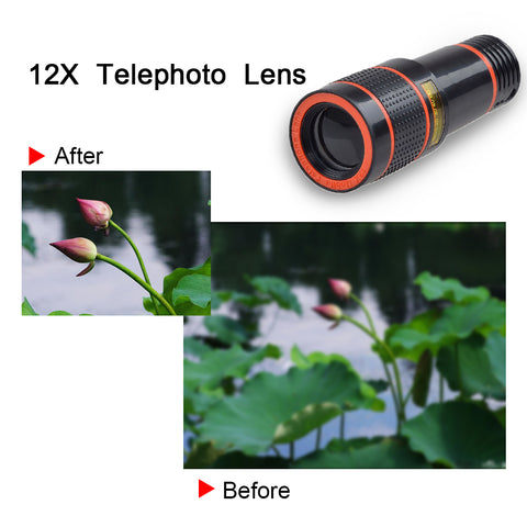 Image of Smartphone 12X Zoom Telescope + 3 in 1 - Fisheye Wide Angel Macro Lens in Kit form - I'LL TAKE THIS