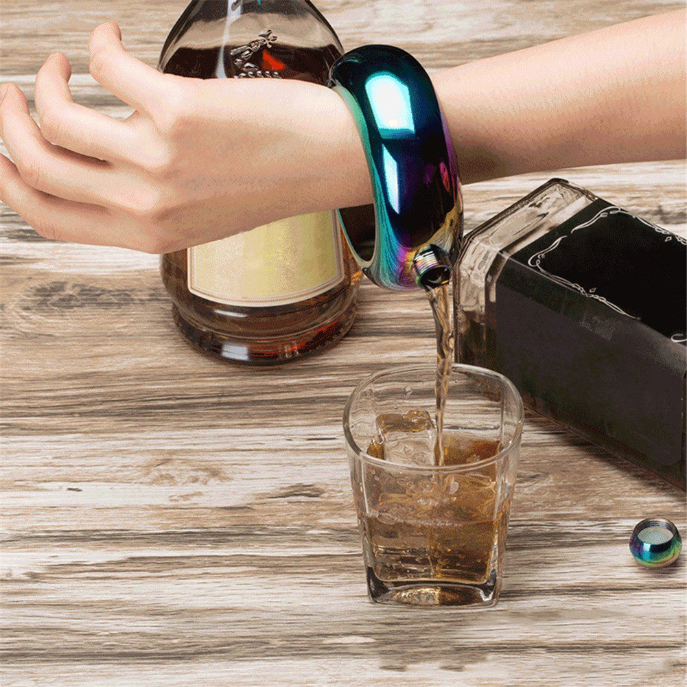 Bangle Bracelet Hip Flask Silver/Rainbow/Copper Grade 304 Stainless Steel High Quality Whiskey Drink-ware and Funnel Set - I'LL TAKE THIS