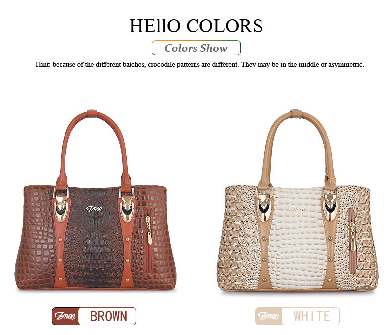 Crocodile/Alligator Design Vegan Leather Women's Handbag - FOUR Textured Colors - I'LL TAKE THIS