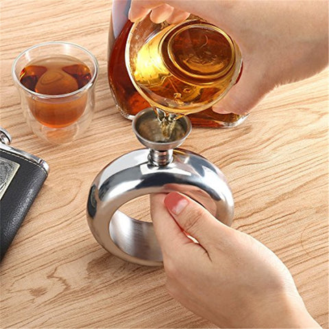 Image of Bangle Bracelet Hip Flask Silver/Rainbow/Copper Grade 304 Stainless Steel High Quality Whiskey Drink-ware and Funnel Set - I'LL TAKE THIS