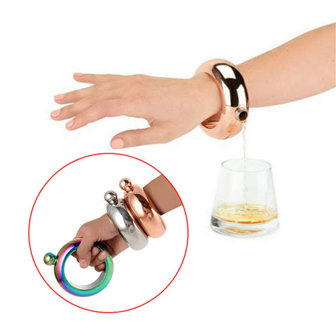 Image of Bangle Bracelet Hip Flask Silver/Rainbow/Copper Grade 304 Stainless Steel High Quality Whiskey Drink-ware and Funnel Set - I'LL TAKE THIS
