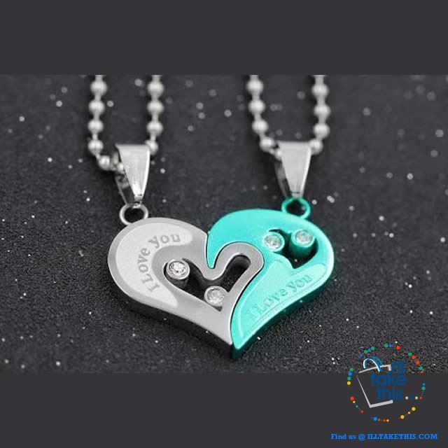 His and Hers Stainless Steel Chain Gold, Silver, Blue or Black Heart Love Necklaces. A real Couples Pendant... - I'LL TAKE THIS