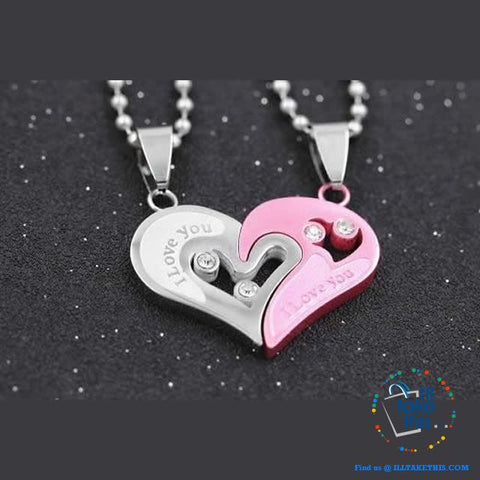 Image of His and Hers Stainless Steel Chain Gold, Silver, Blue or Black Heart Love Necklaces. A real Couples Pendant... - I'LL TAKE THIS