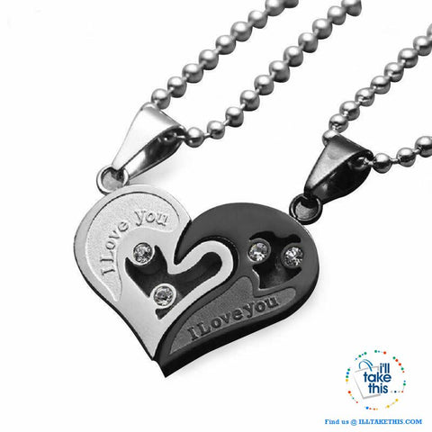 Image of His and Hers Stainless Steel Chain Gold, Silver, Blue or Black Heart Love Necklaces. A real Couples Pendant... - I'LL TAKE THIS