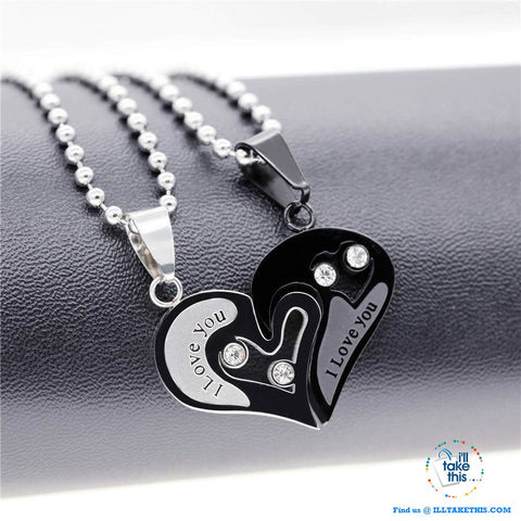 Image of His and Hers Stainless Steel Chain Gold, Silver, Blue or Black Heart Love Necklaces. A real Couples Pendant... - I'LL TAKE THIS