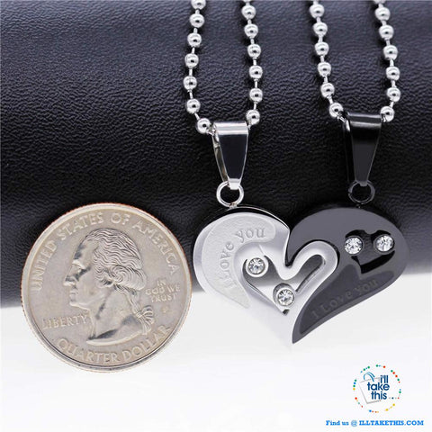 Image of His and Hers Stainless Steel Chain Gold, Silver, Blue or Black Heart Love Necklaces. A real Couples Pendant... - I'LL TAKE THIS