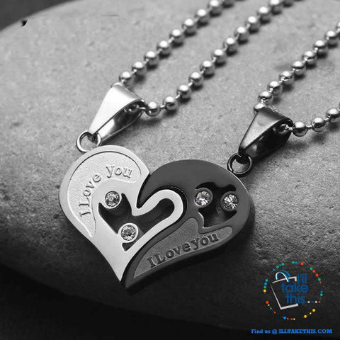 Image of His and Hers Stainless Steel Chain Gold, Silver, Blue or Black Heart Love Necklaces. A real Couples Pendant... - I'LL TAKE THIS
