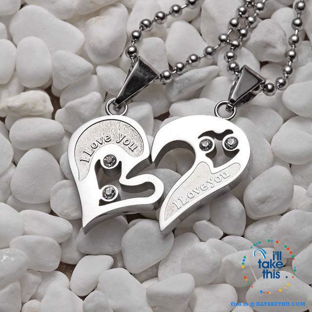 His and Hers Stainless Steel Chain Gold, Silver, Blue or Black Heart Love Necklaces. A real Couples Pendant... - I'LL TAKE THIS