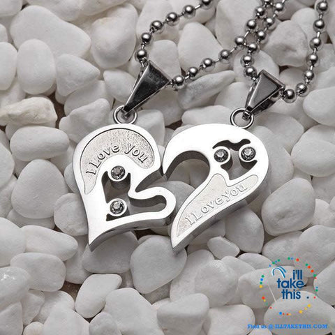 Image of His and Hers Stainless Steel Chain Gold, Silver, Blue or Black Heart Love Necklaces. A real Couples Pendant... - I'LL TAKE THIS