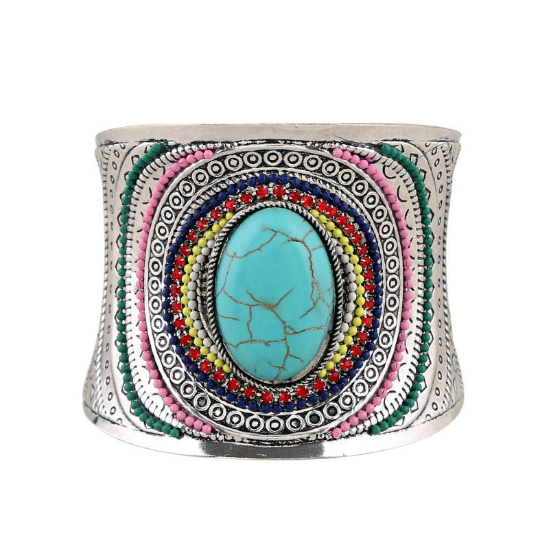 Big Open Wide Arm Cuff Bangle Bracelets For Women Boho Bohemia Turquoise Gem Statement Bangles  Armband - I'LL TAKE THIS