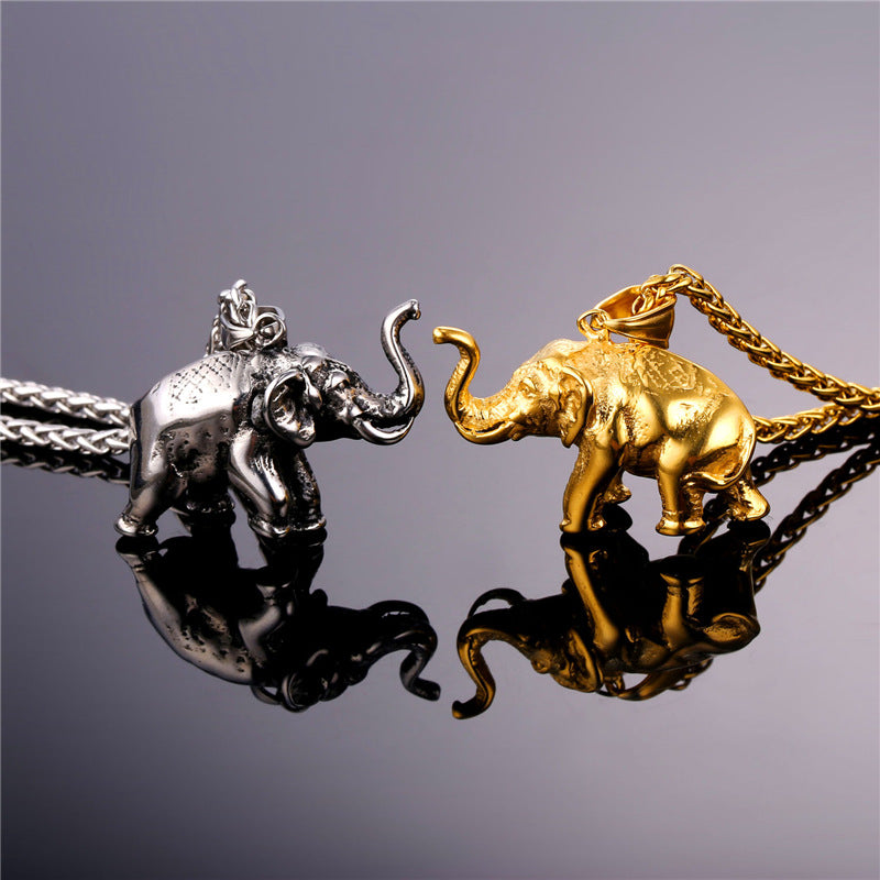 Elephant π Pendant in Gold, Black or Stainless Steel Colors - Unisex with BONUS Link Chain Free - I'LL TAKE THIS