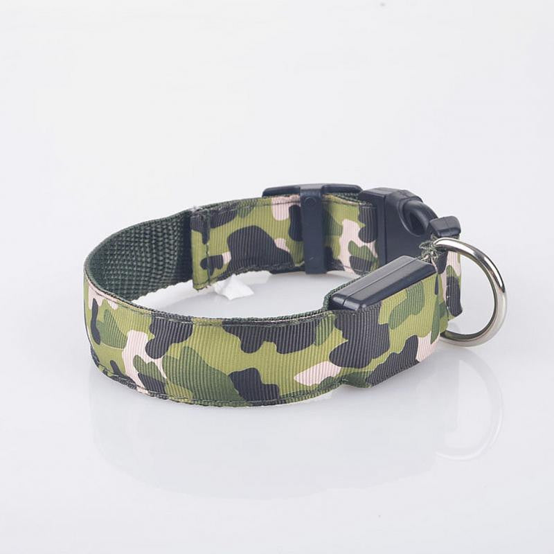LED Light-up Dog Collars Camouflage Print -  Flashing or Glow In The Dark LED Nylon Pet Collar - I'LL TAKE THIS