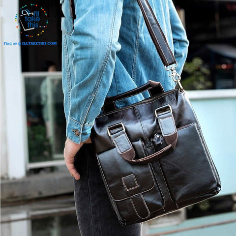 Image of Large Mens Genuine Leather shoulder/Manbag, Ideal male fashion in a Crossbody Bag 4 Colors - I'LL TAKE THIS