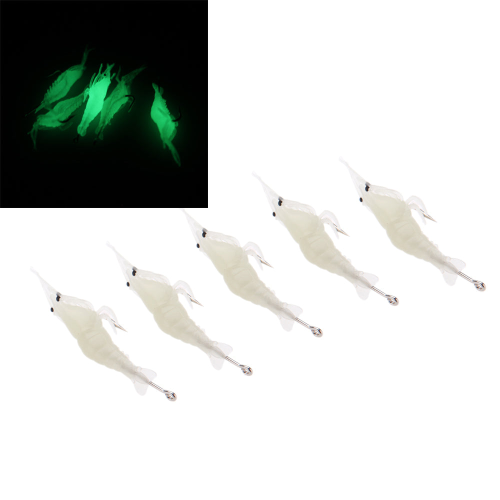 Fishing Lure 5 Pack - Fishing Lure Soft Luminous Shrimp/Prawn Fishing Tackle Soft Bait With One Single Hook - I'LL TAKE THIS