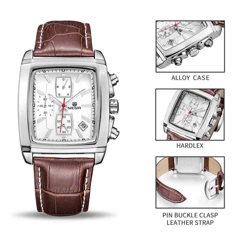Men's Genuine Leather Luxury Quartz Dress Wristwatch - White or Black - I'LL TAKE THIS