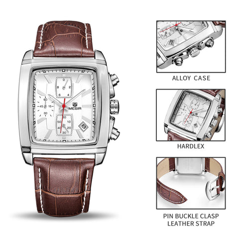 Image of Men's Genuine Leather Luxury Quartz Dress Wristwatch - White or Black - I'LL TAKE THIS