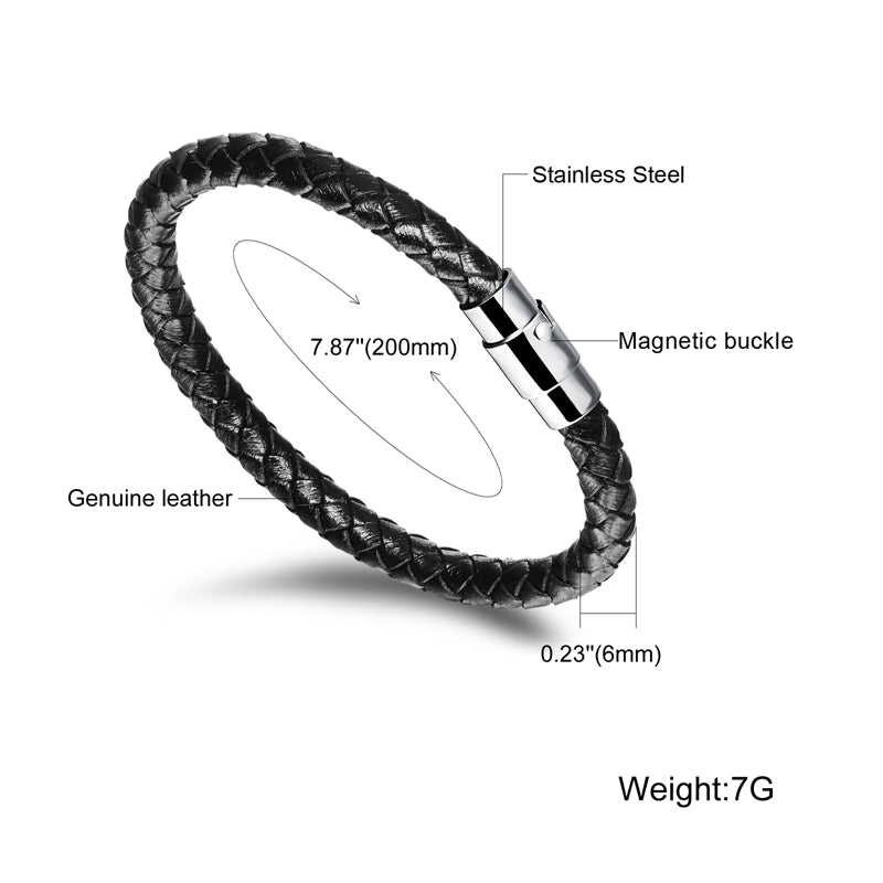 Black or Brown Men's / Women's varied sizes Leather Rope Bracelet with Stainless Steel Clasp - I'LL TAKE THIS