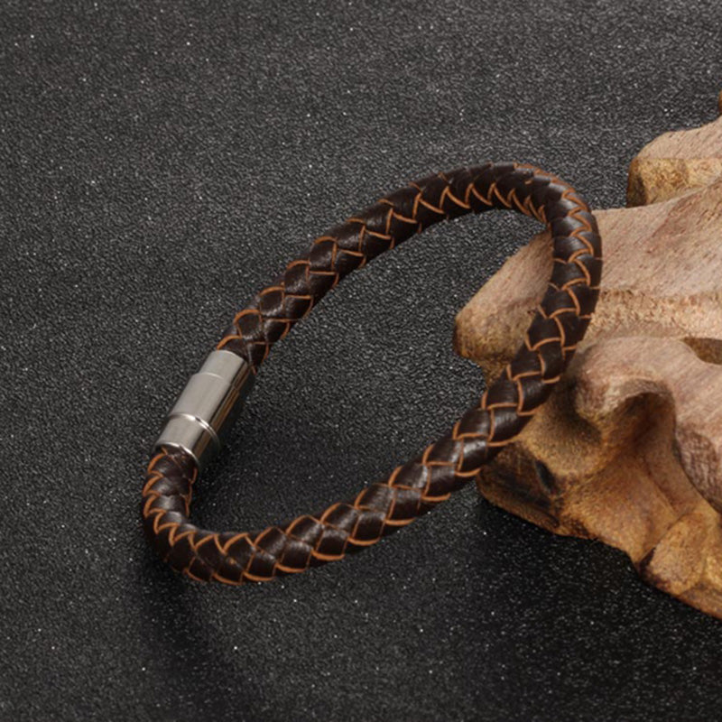 Black or Brown Men's / Women's varied sizes Leather Rope Bracelet with Stainless Steel Clasp - I'LL TAKE THIS