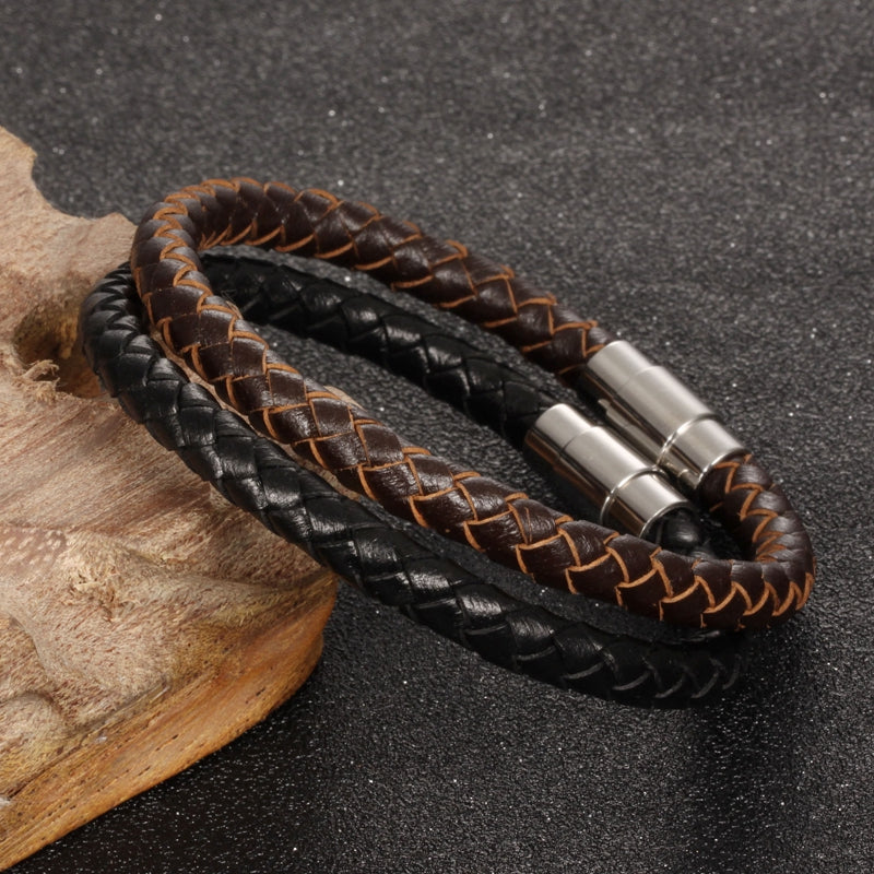 Black or Brown Men's / Women's varied sizes Leather Rope Bracelet with Stainless Steel Clasp - I'LL TAKE THIS