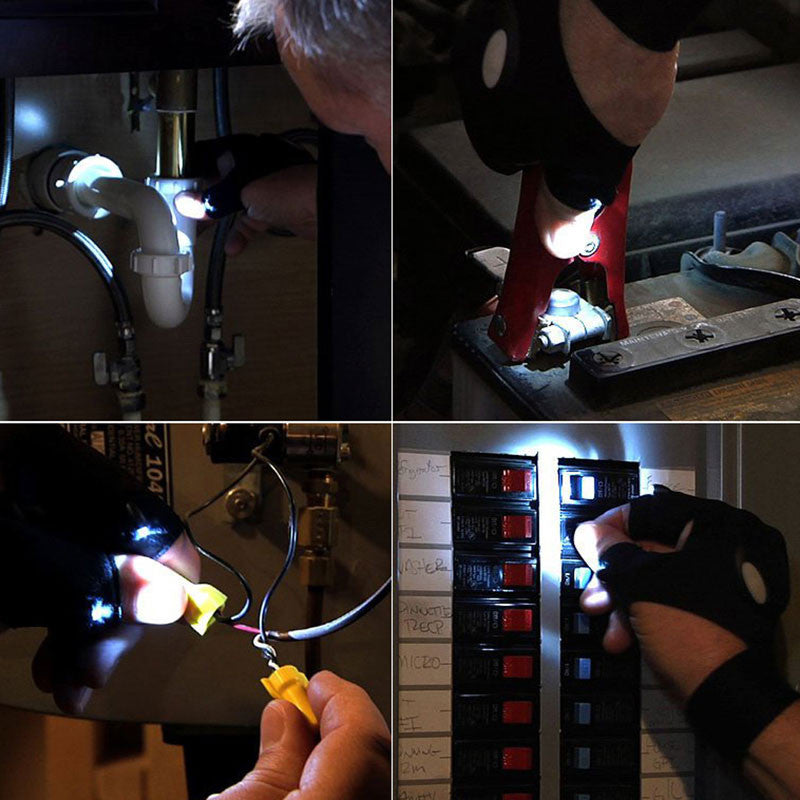 Fingerless Glove LED Flashlight Torch for Fishing or Camping with Magic Strap in Cover Black only - I'LL TAKE THIS