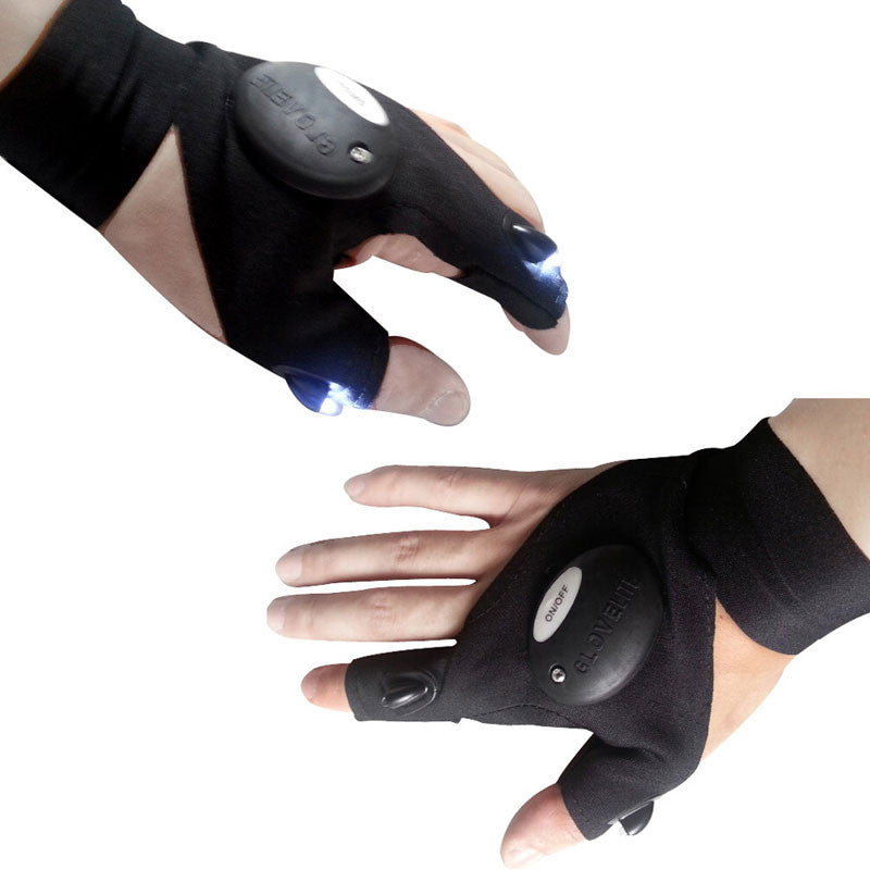 Fingerless Glove LED Flashlight Torch for Fishing or Camping with Magic Strap in Cover Black only - I'LL TAKE THIS