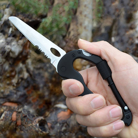 Image of Aluminum Climbing Carabiner Multi Tool Outdoor Multi-function EDC Tool 5 in 1 with Screwdriver - I'LL TAKE THIS